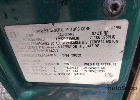 1999 Chevrolet Silverado 1500 Ls from USA, damaged, VIN 1GCEC14T3XE156859